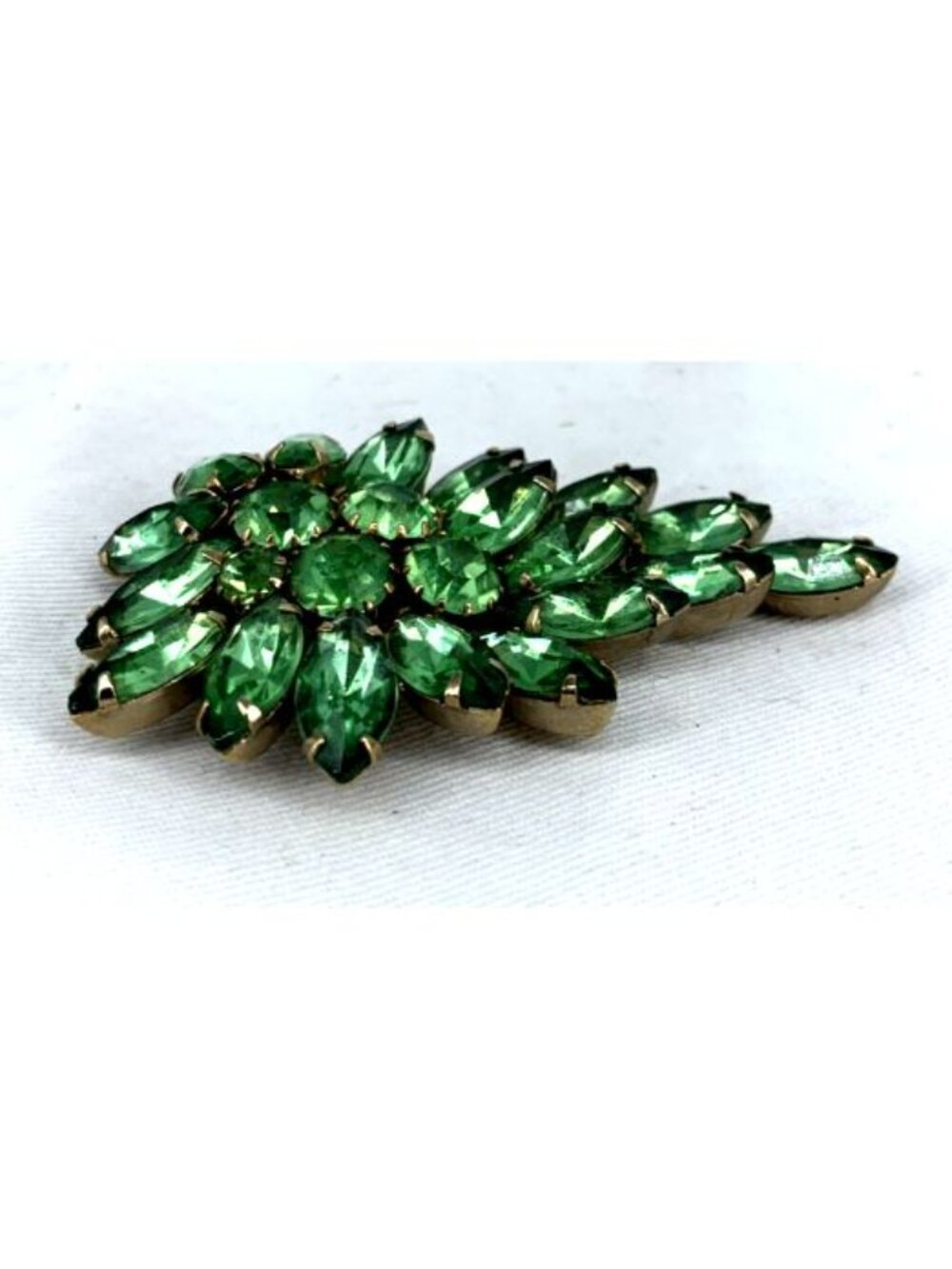 UV Rhinestone Brooch Green Glass Pin Center Stones Glow Rhinestones 2.5" - Picture 3 of 8